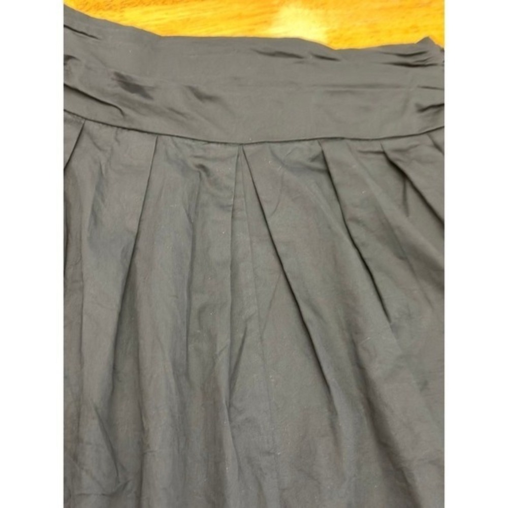 Grace Karin Black Pleated Midi Skirt Front Slit Pockets Elastic Back Size Small‎